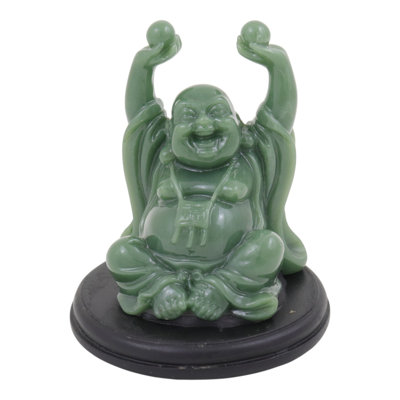 Statue de Bouddha émeraude - tenant des perles