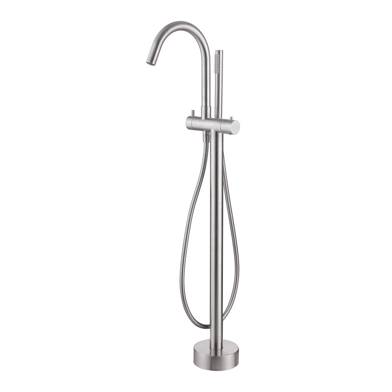 Thermostatic 316 Stainless Steel Floor Mounted Tub Faucet,Freestanding Tub Filler With Handshower With Single Handle