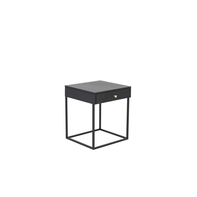 Naumann 43cm W Metal Bedside Table, Black