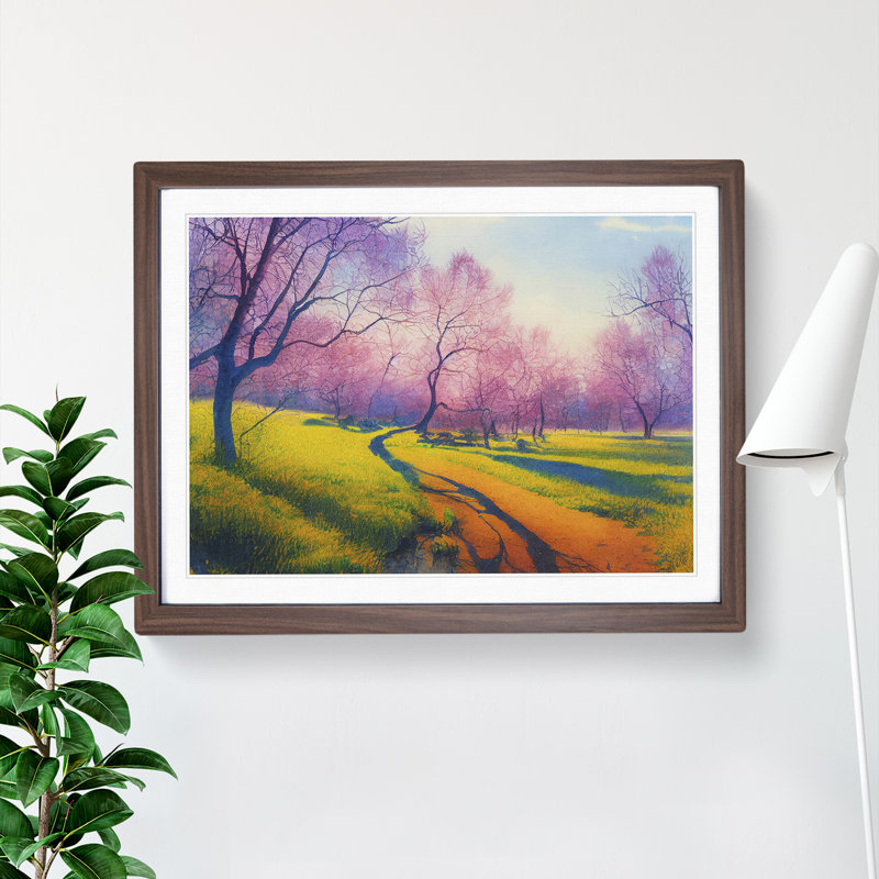 Spring Forest Watercolour Vol.5 - Framed Print, 46cm H x 64cm W x 2cm D, Walnut