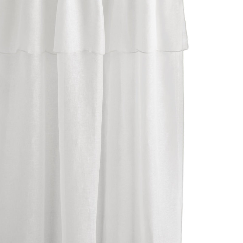 Heaton Linen Sheer Single Curtain Panel, 140 W x 350 D cm, White/White
