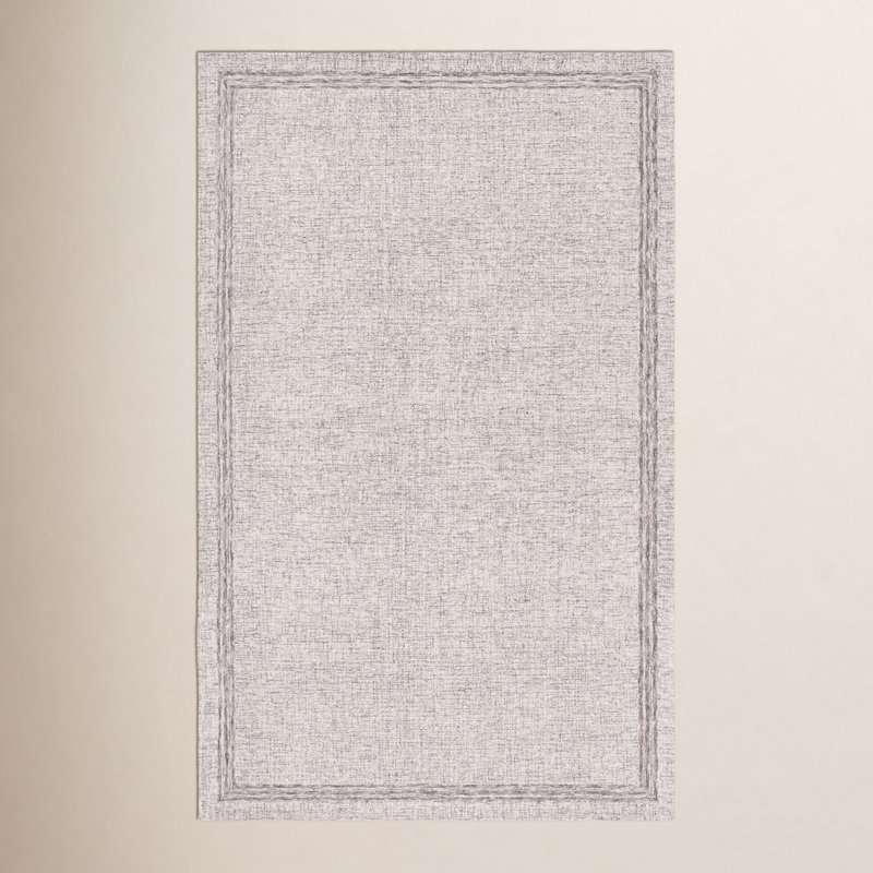 Reggio Ebony Hand Tufted Wool Cotton Rug in Gray/Beige, Rectangle 5' x 8'