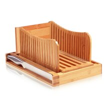 Elaine Mercure Premium Bamboo Bread Slicer With Serrated Knife Crumb Tray  For Homemade Bread Foldable