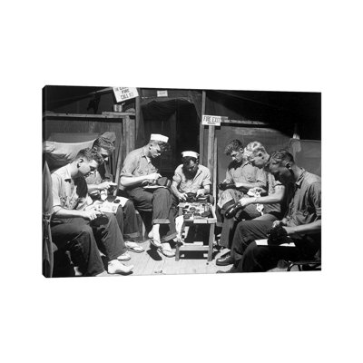 Navy Men Shining Their Shoes - Wrapped Canvas Print