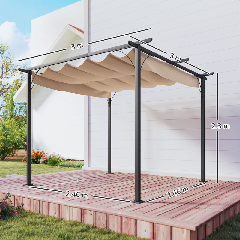 3m x 3m Metal Pergola, Beige
