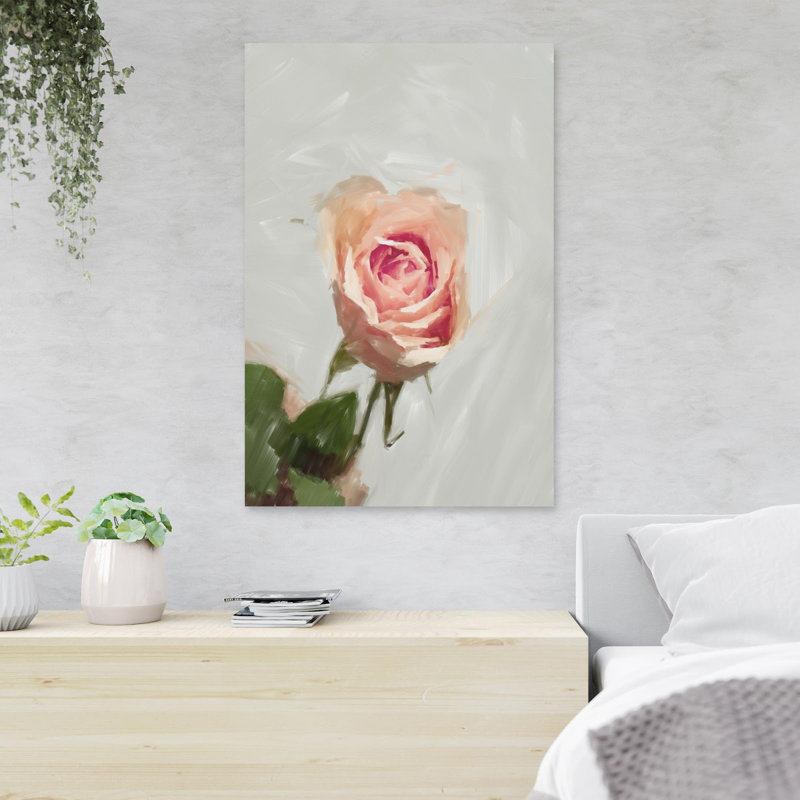 Pink Rose In Bloom Close Up Photo 3 - 1 Piece Rectangle Graphic Art Print On Wrapped Canvas, 20" H x 16" W