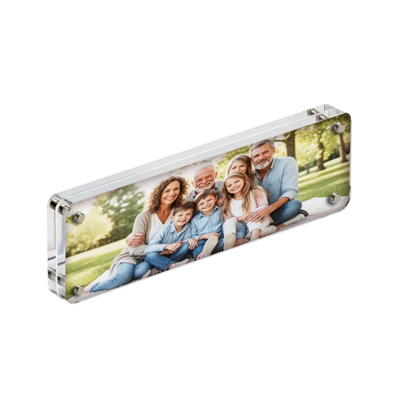 Cadre photo magnétique rond en acrylique transparent de qualité supérieure, 3 po x 11 po