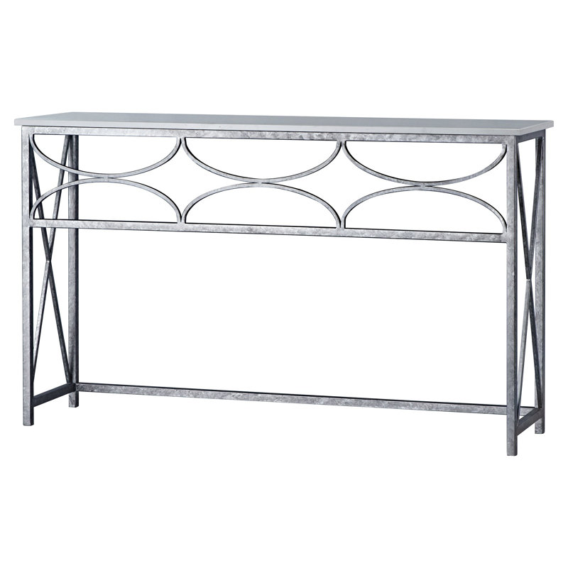 Diamond Console Table, Carrera Marble, Royal Silver