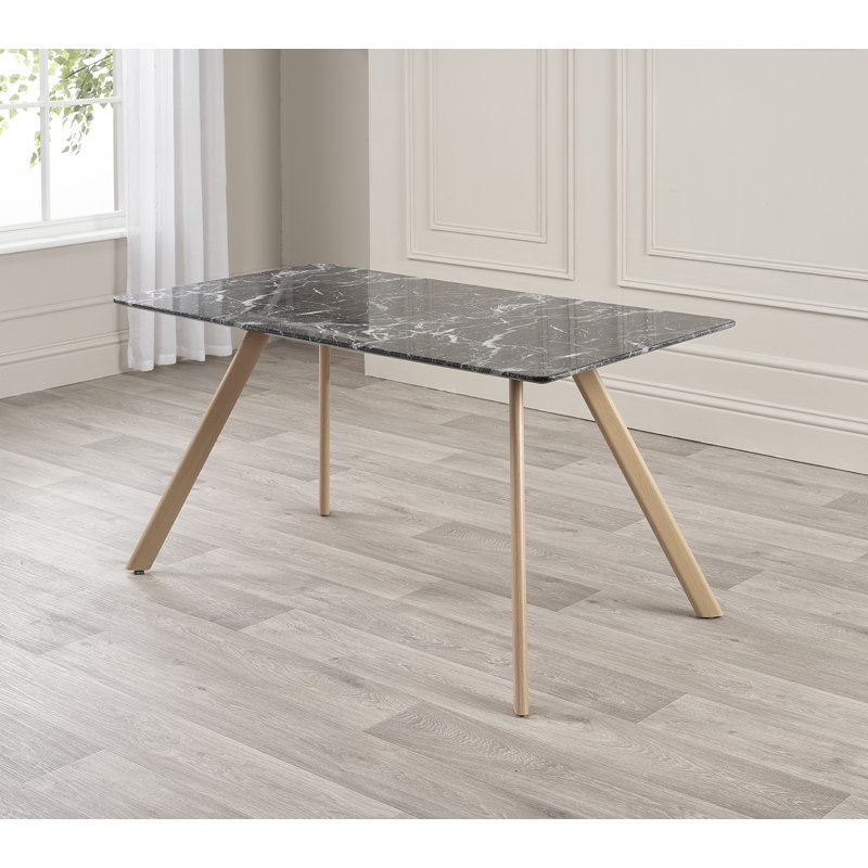 Ambria Metal Base Dining Table, Black