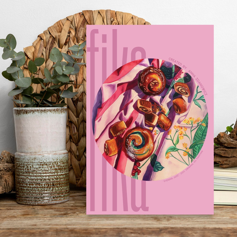 Art mural contemporain, "Delices Morning Pastries", H 18 po x l 12 po