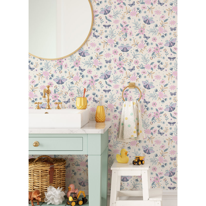 Gorlest Floral Butterfly Non-Pasted Wallpaper, Pink