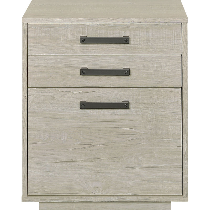 White And Gray, Freestanding, 3 - Drawer, File Cabinet, Home Office, Arm, Design, Contemporary Style, Main Material Washed Grey, Office