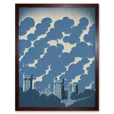 Windsor Castle Cloudy Sky Lithograph Illustration - Print
