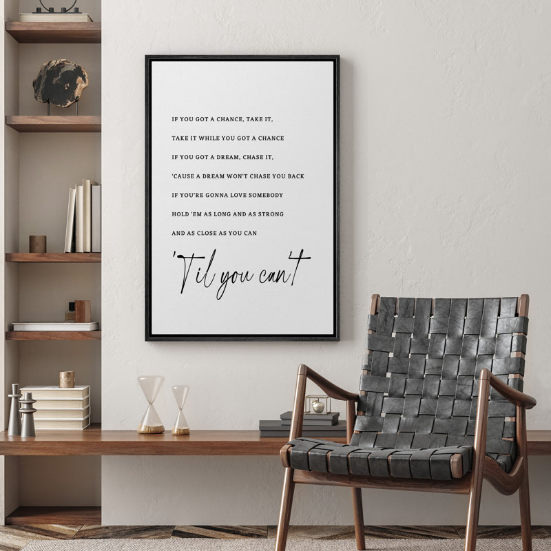 Texte noir et blanc inspirant des mots Chance Dream Love, Noir, H 24 po x l 16 po