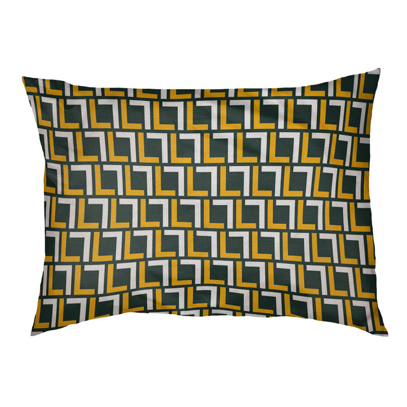 Coussin pour chien Bonheur, Small  (18'' W x 28'' D x 4'' H), Vert foncé / or / blanc