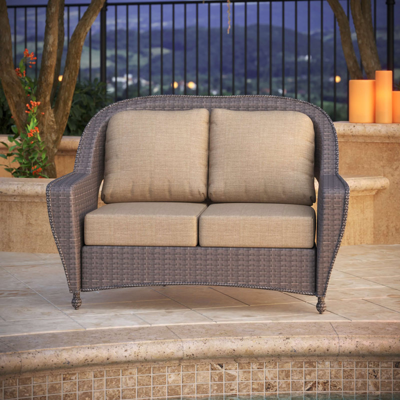 Amala Sunbrella® Indoor/Outdoor Loveseat Cushion, Cast Ash Sunbrella® Plainweave