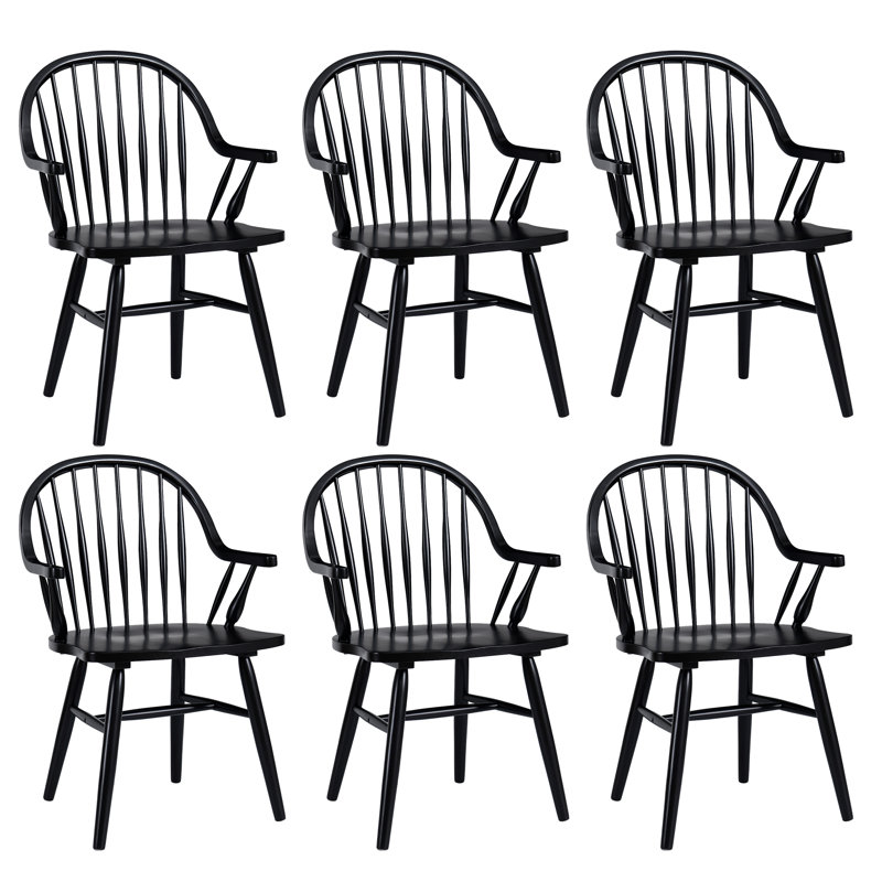 Hughes Windsor-Back Solid Wood Dining Chair, 6