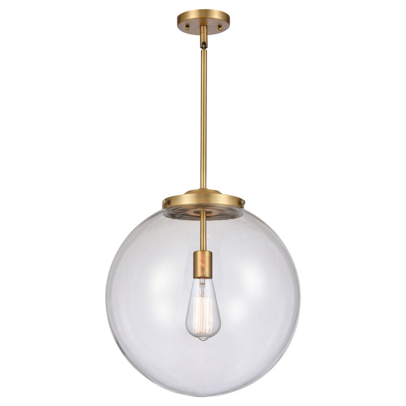 Franklin Restoration - Alfonsa - 1 lumière suspendue à tige 221-1S - ampoule DEL, H 50 po x l 16 po x P 16 po, Laiton brossé