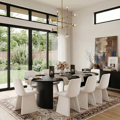 Ensemble de table de salle à manger moderne 79 "pour 8 personnes avec chaises rembourrées Modern
