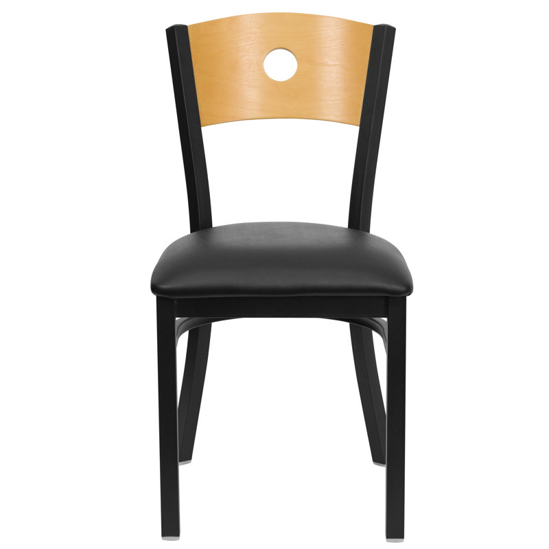 Chaise de restaurant en métal Prompton, Vinyle noir