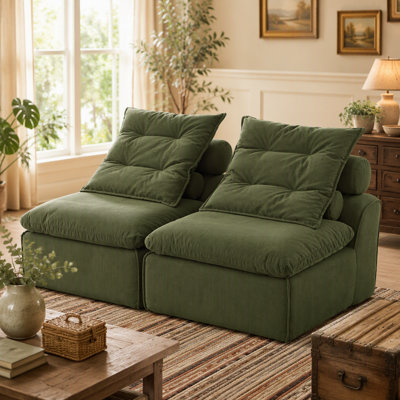 Canapé modulaire polyvalent avec revêtement en velours côtelé doux et coussins multiples pour la détente