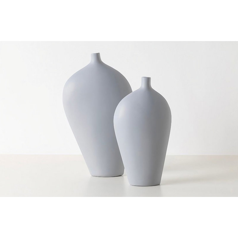 Crisinda Ceramic Table Vase, White, 22cm H x 5cm W x 24cm D