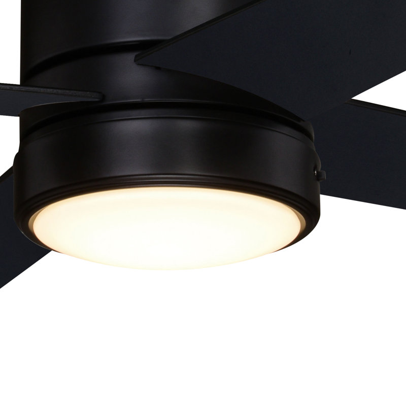 Aniss 52 in. Black Indoor Outdoor Low Profile Flush Mount Transitional Ceiling Fan with Reversible Black-Weathered Gray Blades, Dimmable Integrated LED Light Kit and Remote Control Included, 3 Speeds