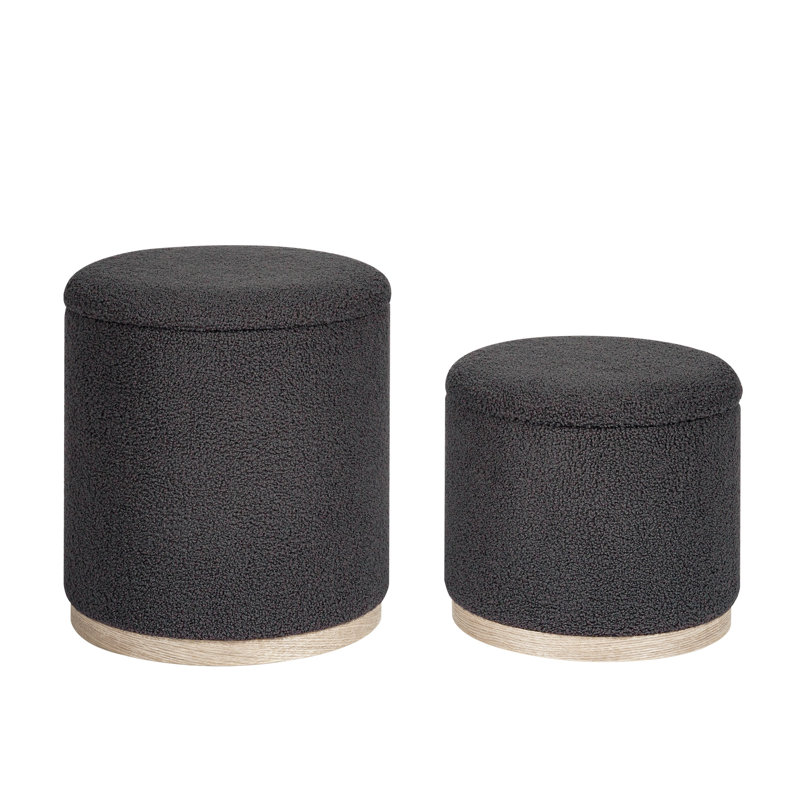 Round Ottoman with Storage Set of 2 Stool Ottomans Round Sherpa Storage Ottoman, Ottoman Chair Foot Rest Coffee Table Seat