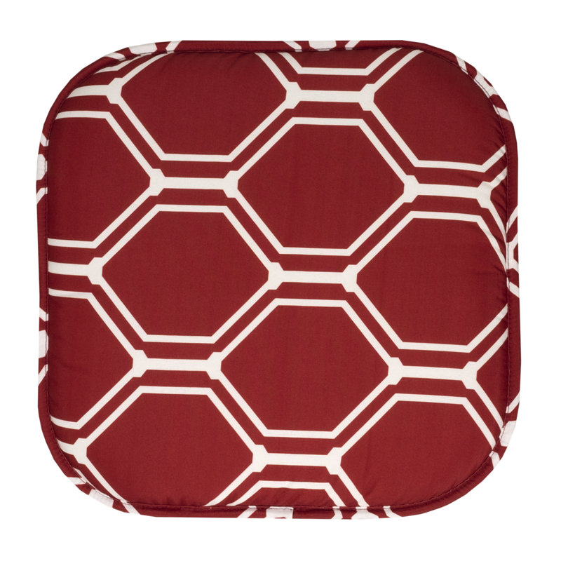 Mirage Hexagonal Memory Foam No Slip Back 16" x 16" Chair Pad Cushion, Wine/White, 6-Pack