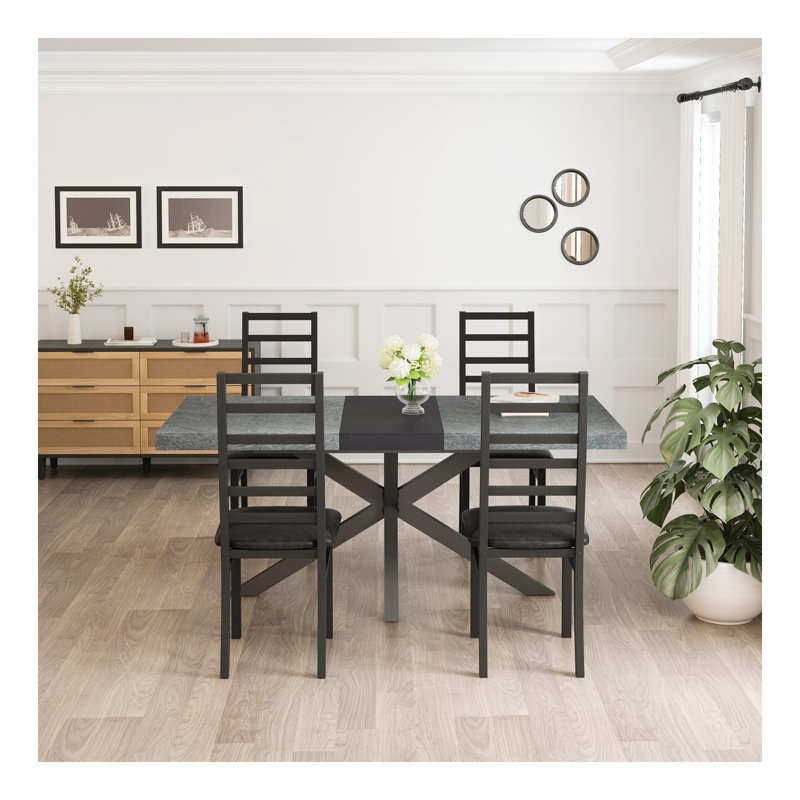 Table de salle à manger rectangulaire rétro extensible, chaise de salle à manger en métal simple et élégante, ensemble de table à manger et de chaises