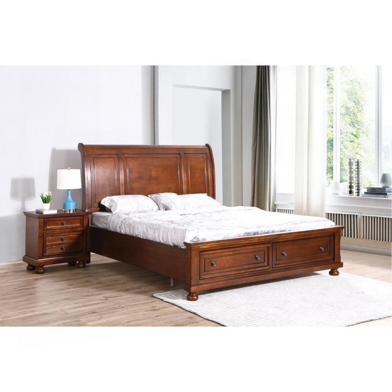 Très grand lit traditionnel en cerisier - H 58 po x l 80 po x P 97 po, conception fascinante pour toutes les décorations, longue durée de vie, finition riche, concepts d'assemblage requis, longue durée