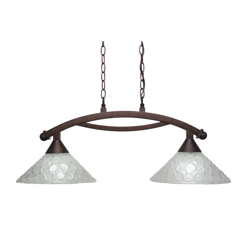 Eisenhauer 2-Light Kitchen Island Linear Pendant, Bronze, Frosted