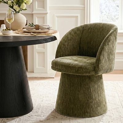 Chaise de salle à manger pivotante moderne avec dossier en tonneau et base piédestal