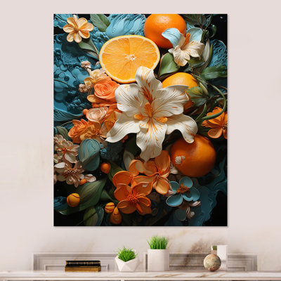 Décoration murale orange orange et tropicale I - collages abstraits en métal