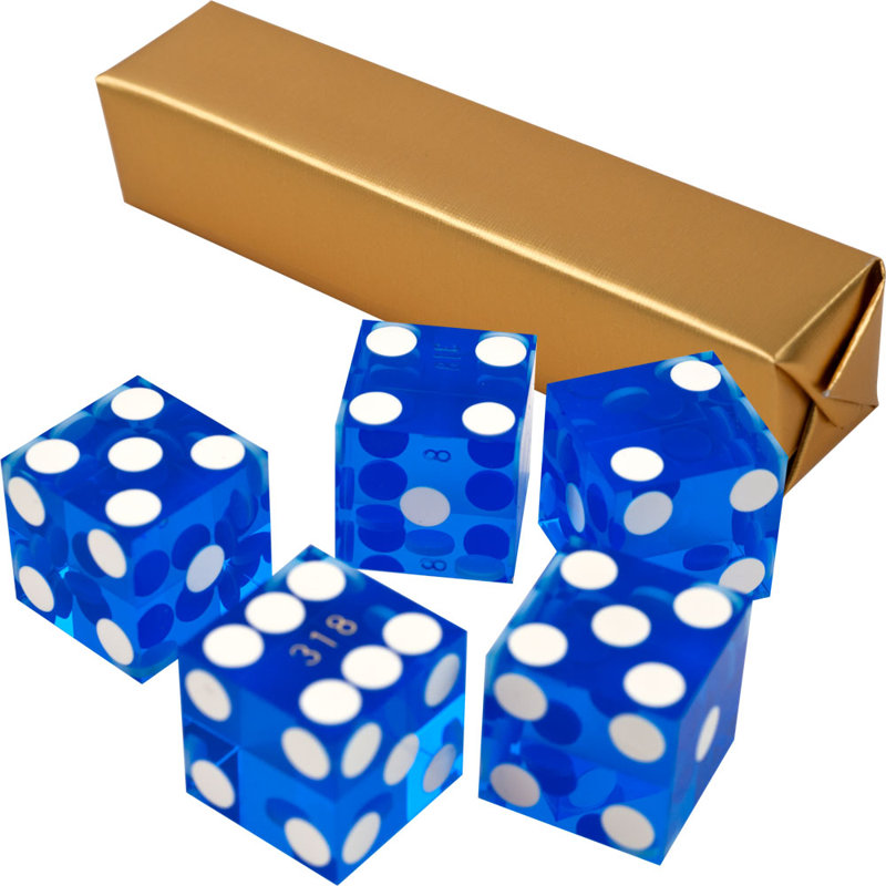 Toy Time Dice Set - 19MM A Grade Serialized Casino Dice with Sharp Edges - Game Night Accessories, Blue