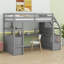 Lit mezzanine avec bureau et tablettes, tiroirs, escalier de rangement-617532053-617532052