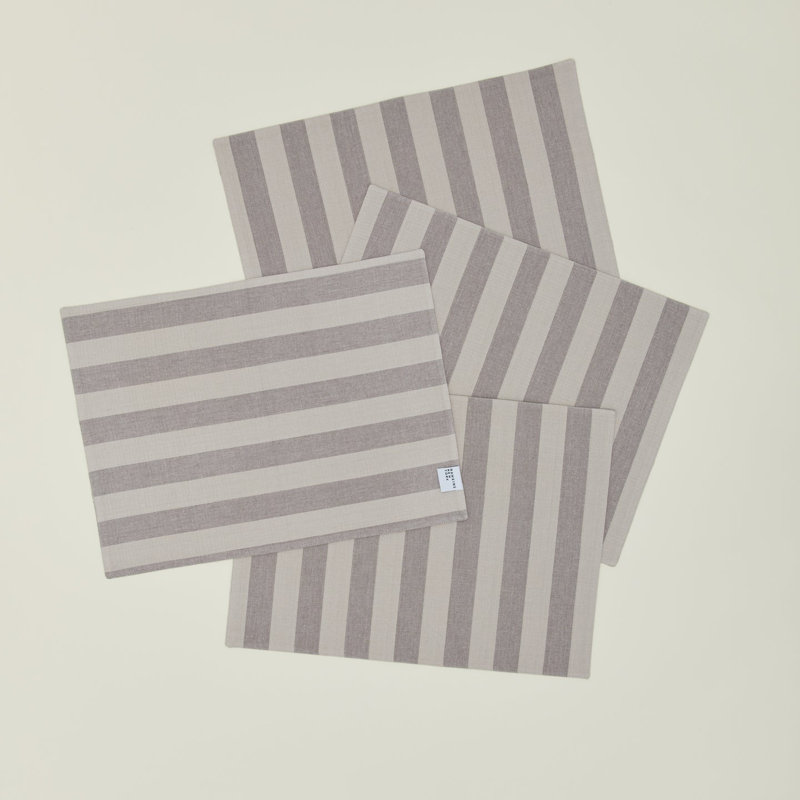 Essential Striped Placemat - Set Of 4, Light Gray/Dark Gray