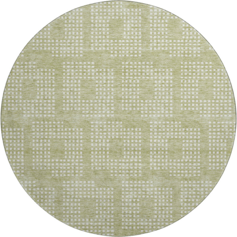 Premium Machine Washable Prisco Aloe Rug, Round 8'