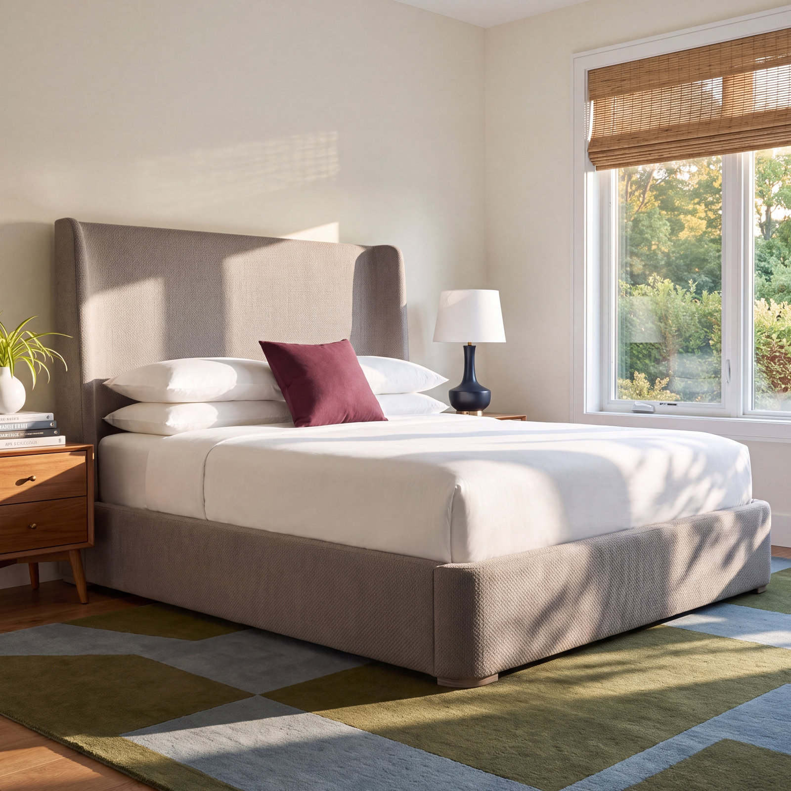 Puro Upholstered Wingback Bed