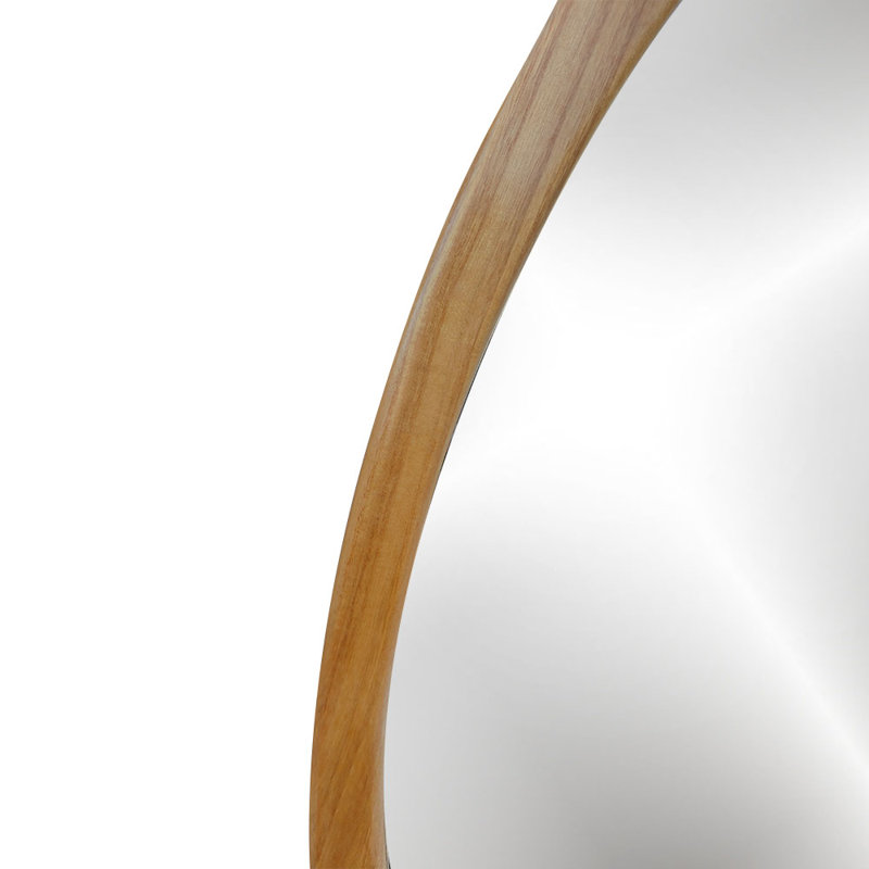 Asymmetrical Oval Mirror, Natural Wood