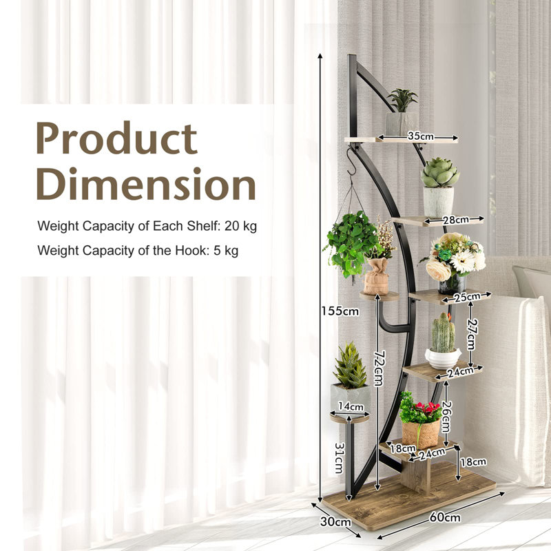 Nathasha Plant Stand, Black/Brown