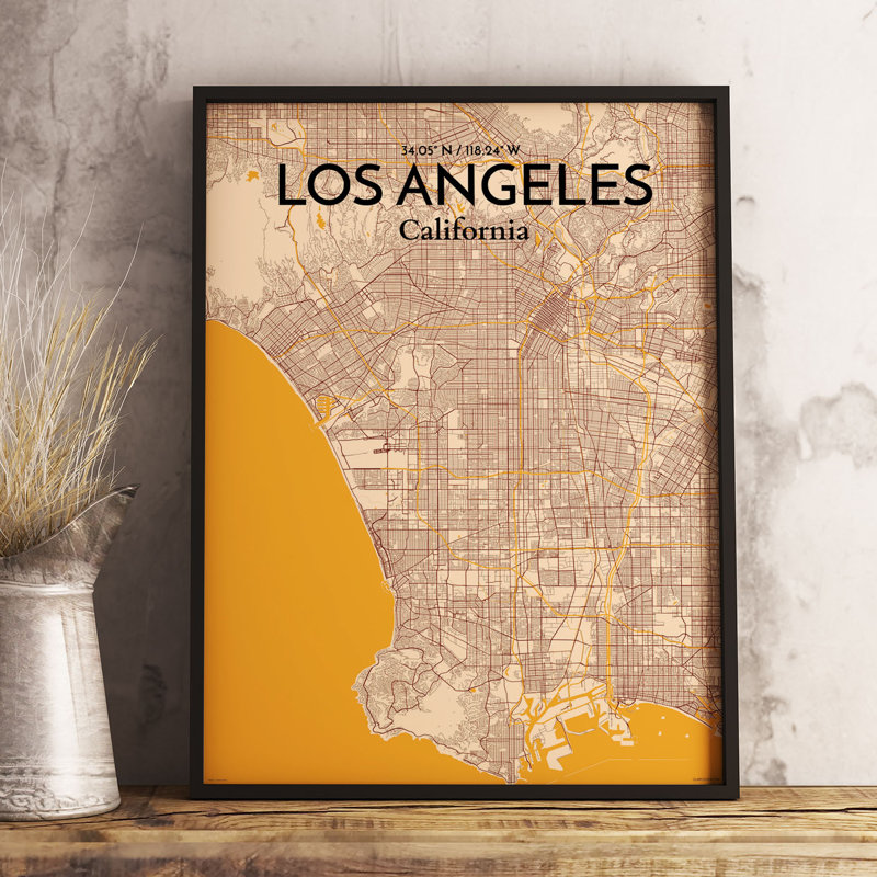 Los Angeles City Map - No Frame Print, 43cm H x 28cm W x 0.13cm D