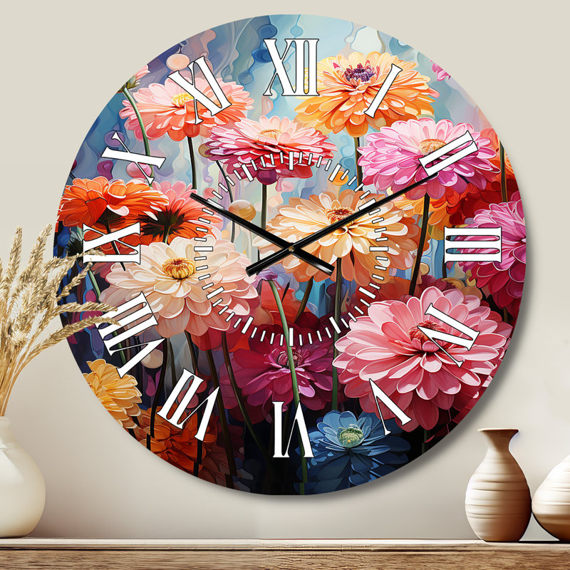 Horloge murale Zinnias Mute Tone, Médium