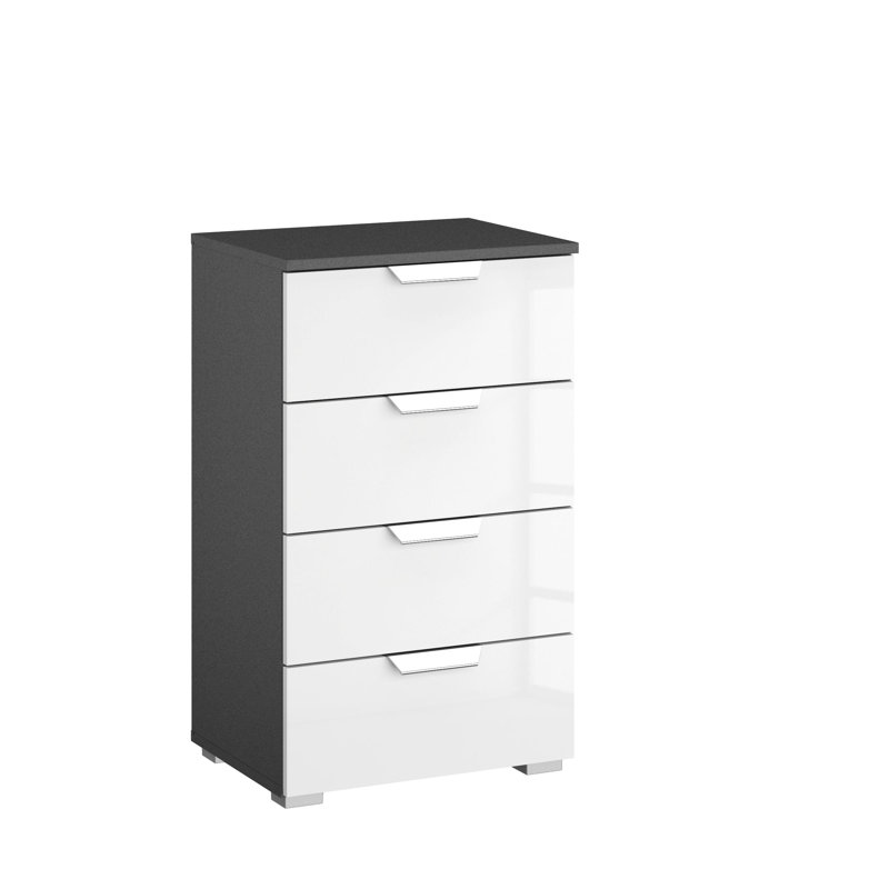 Aditio 4 Drawer Chest Drawer, Metallic grey/High-gloss white