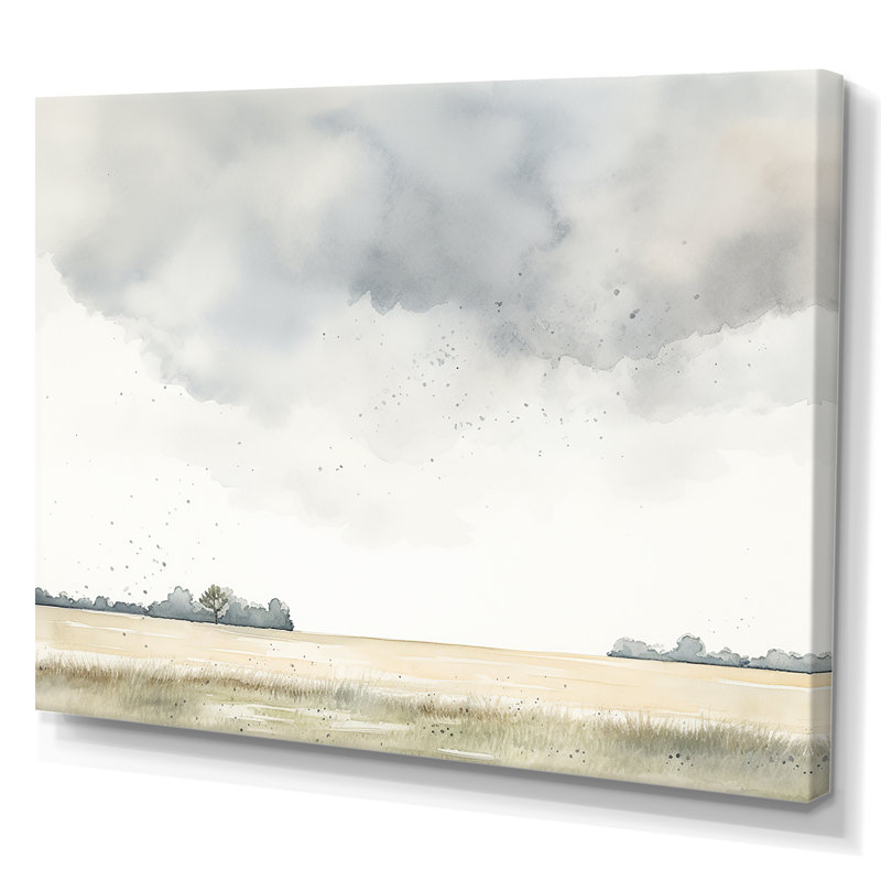 Beige tempête charme de prairie V - tempêtes, impressions sur toile, Toile tendue, H 16 po x l 32 po x P 1 po