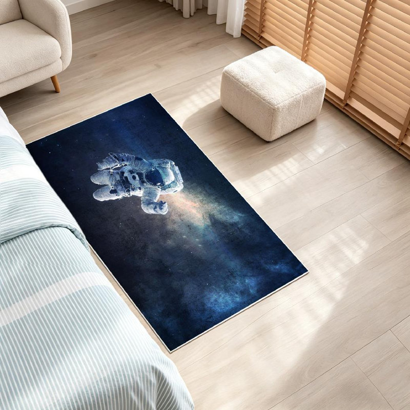 Tapis transparent clair lavable à la machine, planètes beauté et étoiles, Rectangle 32 po x 47 po