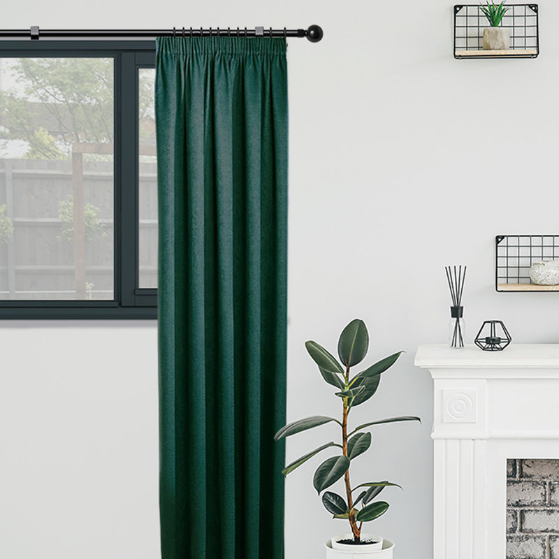 Olya Adjustable Single Curtain Pole, 4.5cm H x 280cm W x 7cm D, Black