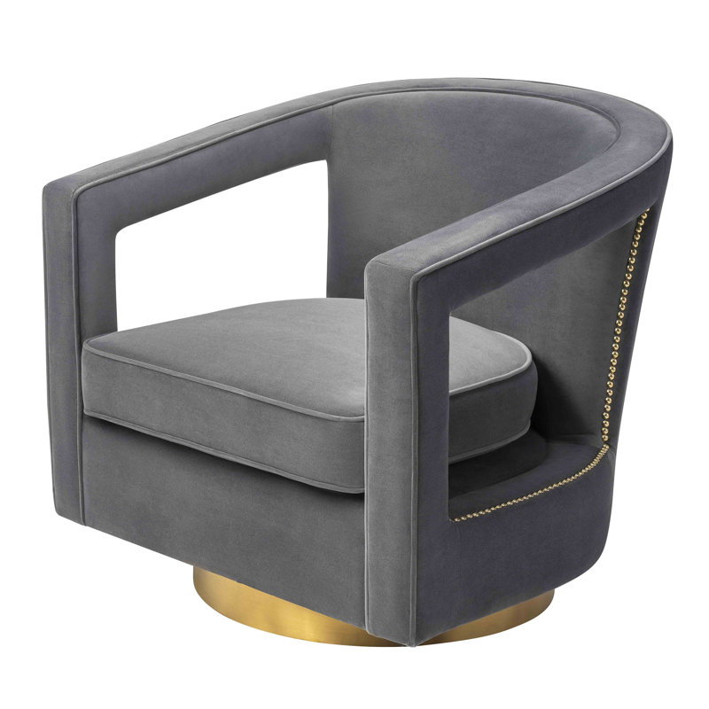 Chaise longue pivotante en velours 30,51 po Flemingdon, Or