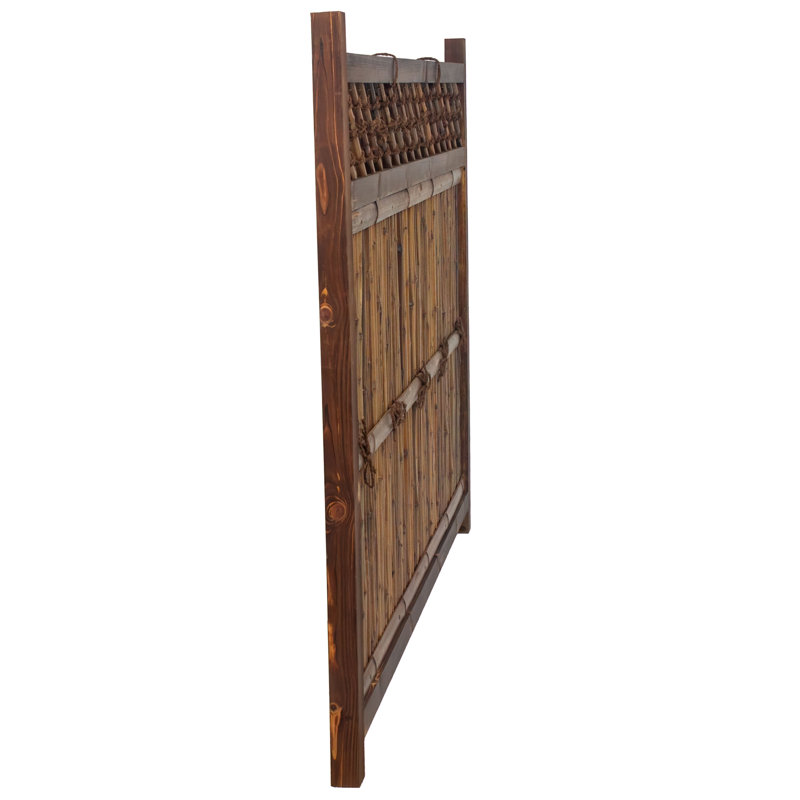 Japanese Zen Garden Fence Panel, 4' H x 3' W, Dark Bamboo