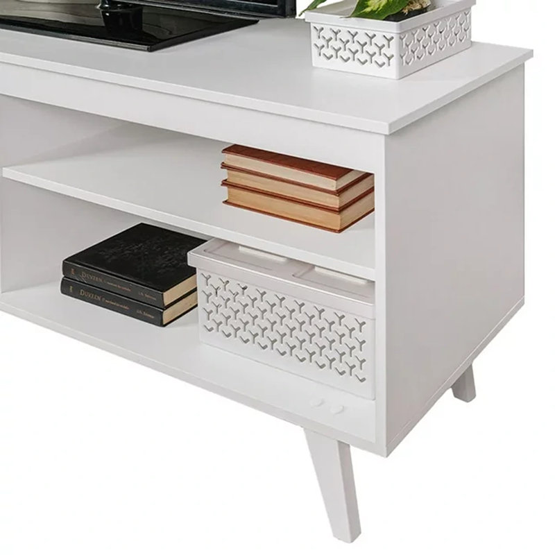 Meuble télé pour téléviseur de 65 po ou moins Leyburn, Blanc